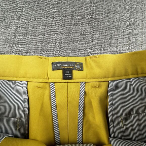 Peter Millar Crown Sport Shorts Salem Mens 38 Yellow Performance Stretch Golf 9" - Picture 6 of 8